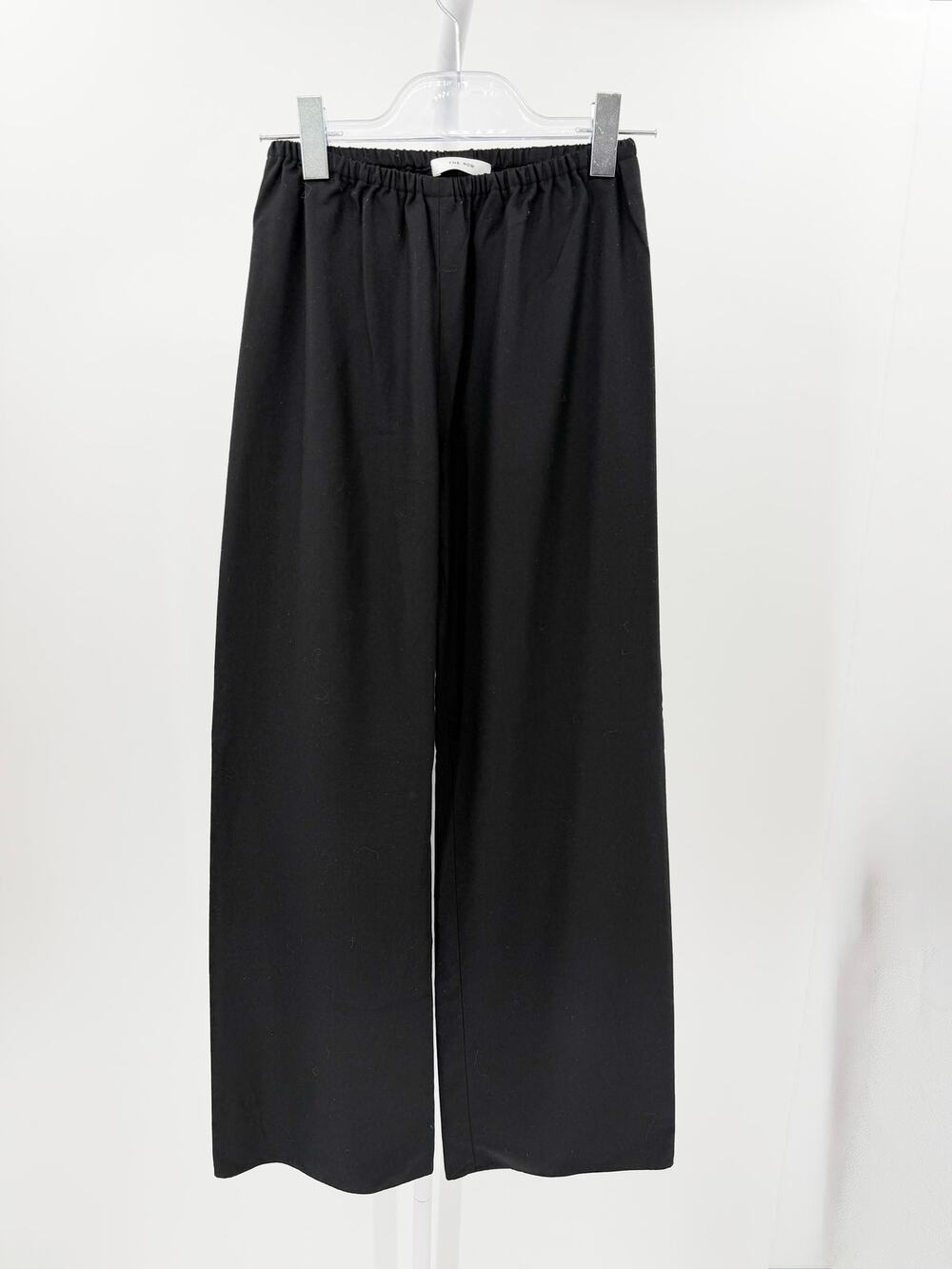 The Row Gala Black 100% Wool Wide Leg Elastic Waist Pull On Pants Size Small